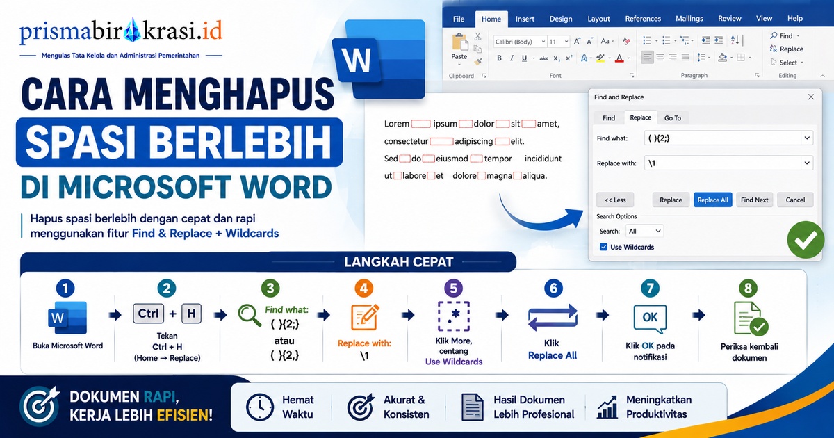 Menghapus Spasi Berlebih Word